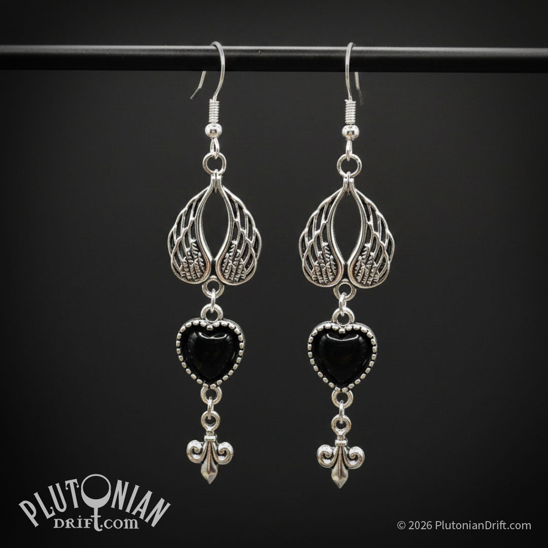 All the Night-Tide – Winged Heart Earrings
