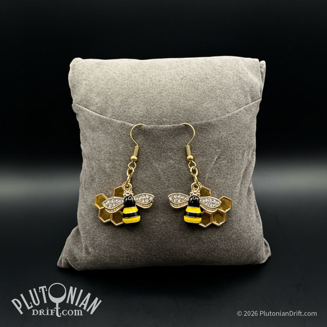 Apiary – Bee and Honeycomb Earrings