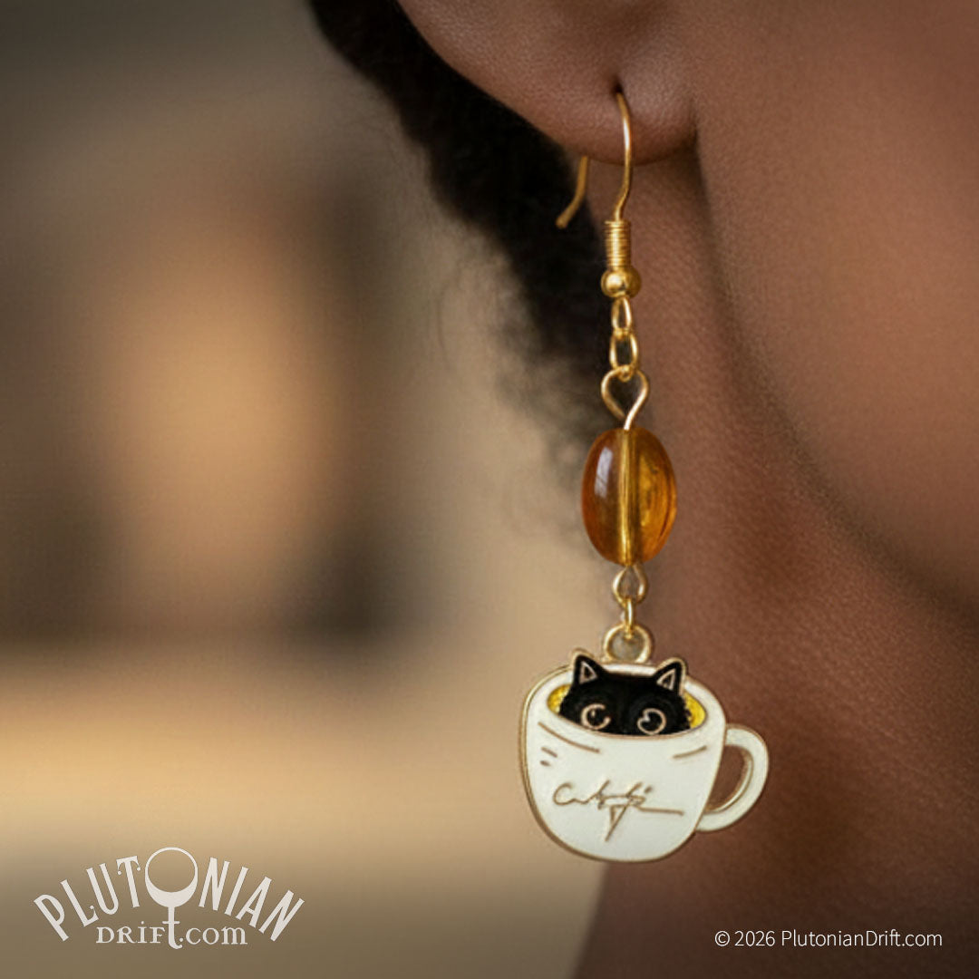Purrrfect Brew – Coffee Cat Earrings
