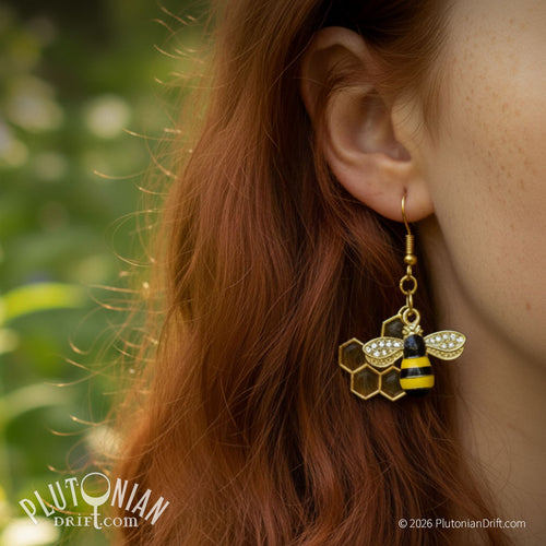 Apiary – Bee and Honeycomb Earrings