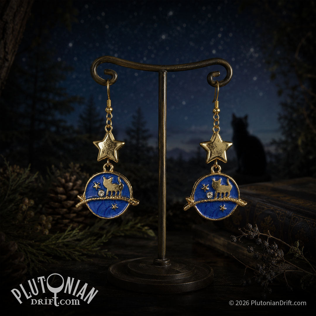 Escape Velocity – Stargazing Cat Earrings