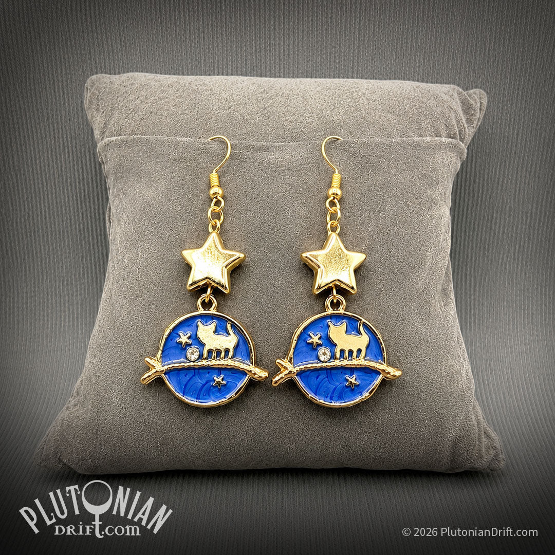 Escape Velocity – Stargazing Cat Earrings