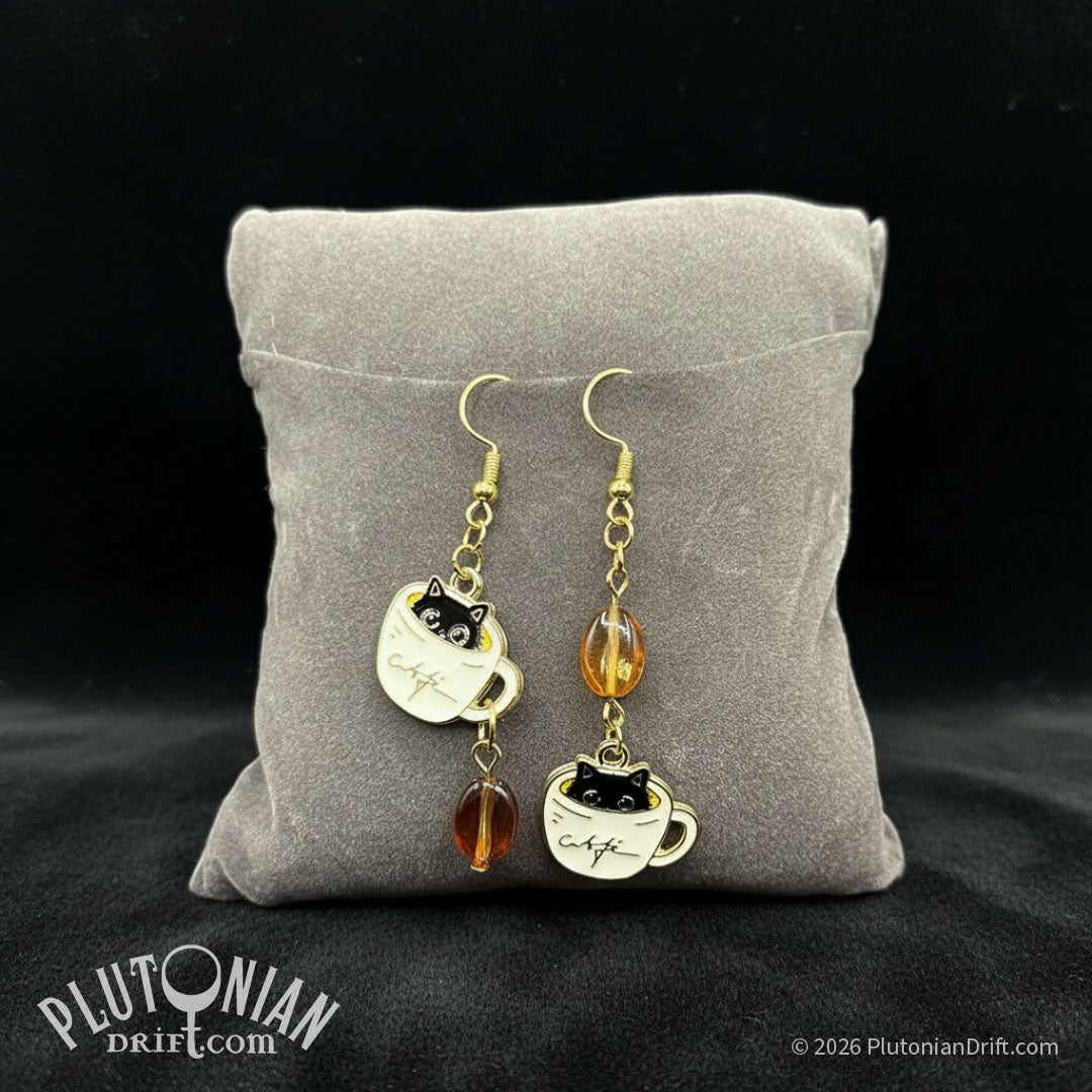 Purrrfect Brew – Coffee Cat Earrings